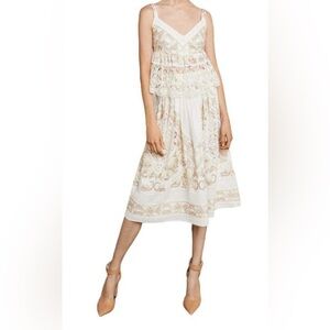 BCBGMAXAZRIA Floral Embroidered Tank Top + skirt SZ M $580
